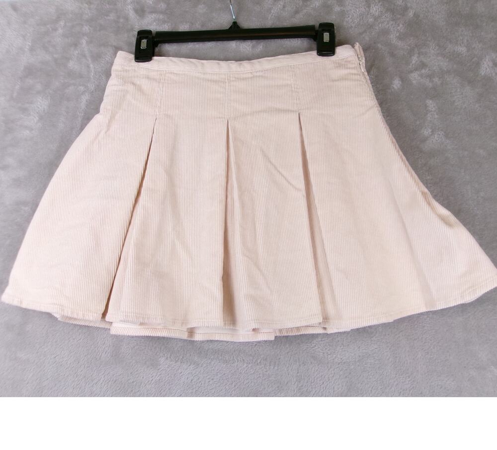 SO Cream Corduroy School Girl Pleated Mini Skirt Size 9 Ivory